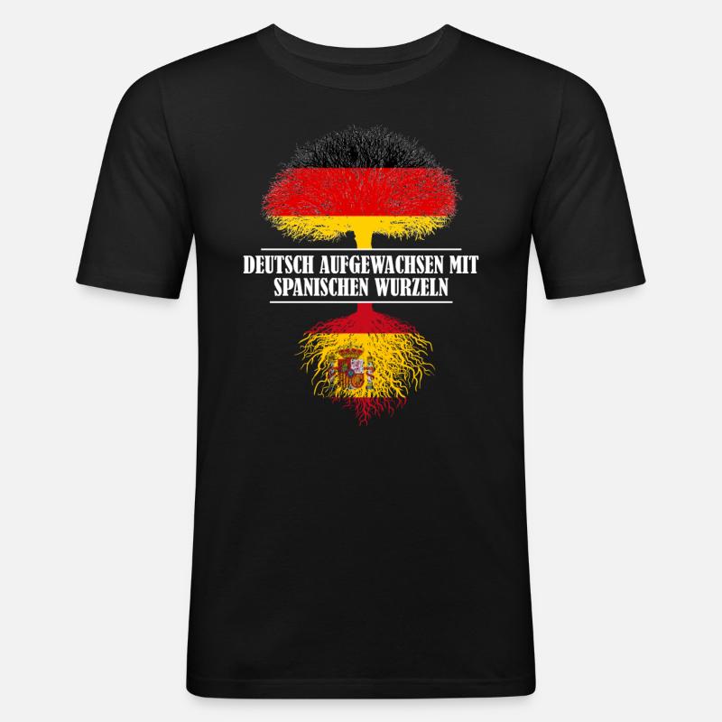 Deutsch mit spanischen Wurzeln - Männer Slim Fit T-Shirt - Schwarz
