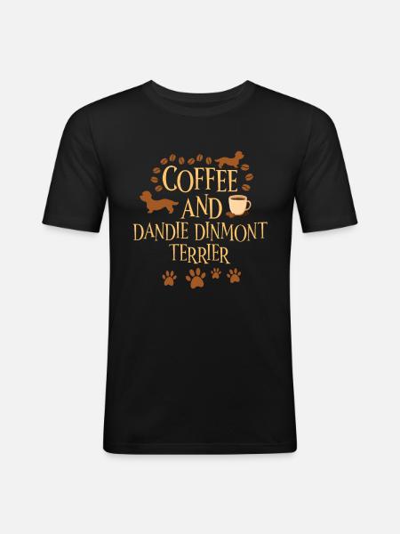 Coffee and Dandie Dinmont Terrier - Men's Slim Fit T-Shirt - black