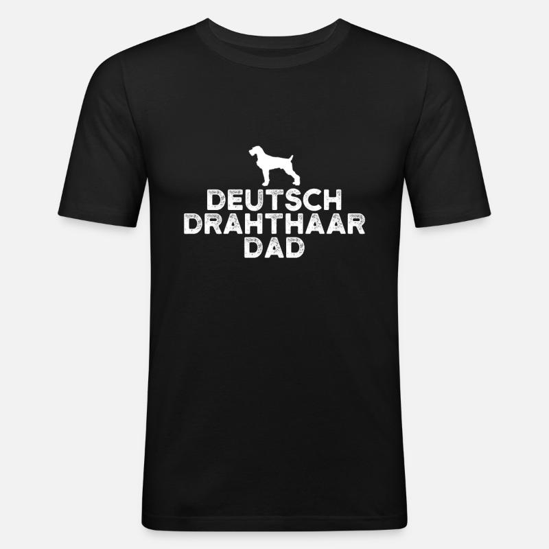 Deutsch Drahthaar Papa - Männer Slim Fit T-Shirt - Schwarz