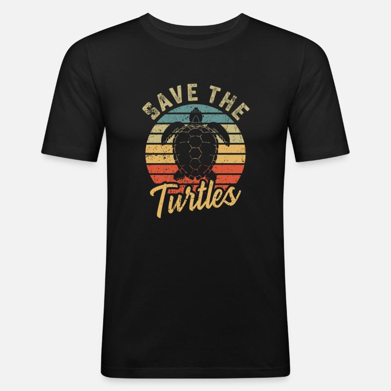 Save the turtles water turtle - Men's Slim Fit T-Shirt - black