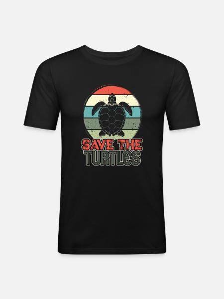Save the turtles water turtle - Men's Slim Fit T-Shirt - black