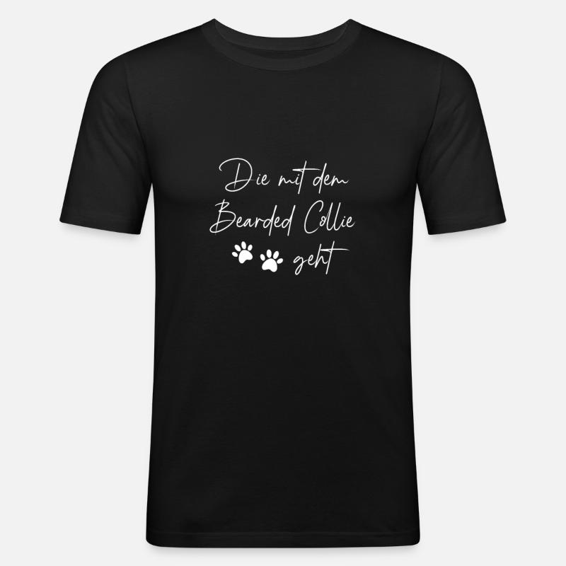Bearded Collie - Männer Slim Fit T-Shirt - Schwarz