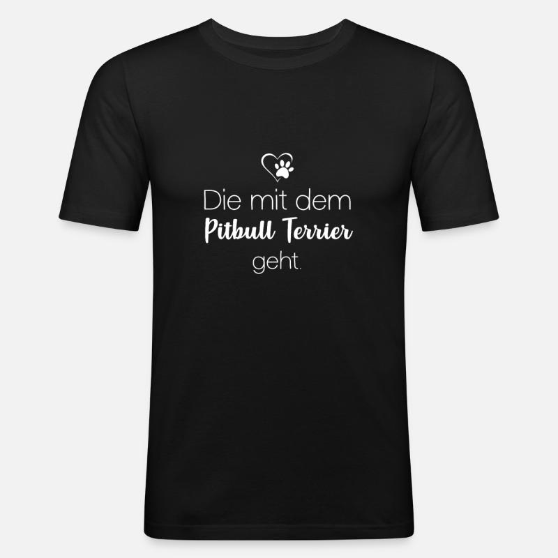 Pitbull Terrier - Männer Slim Fit T-Shirt - Schwarz