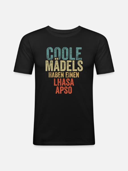 Lhasa Apso - Männer Slim Fit T-Shirt - Schwarz