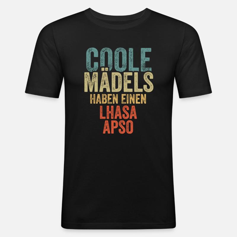 Lhasa Apso - Männer Slim Fit T-Shirt - Schwarz