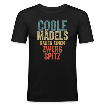Zwergspitz Pomeranian - Männer Slim Fit T-Shirt - Schwarz - Vorne - Nik (191cm)
