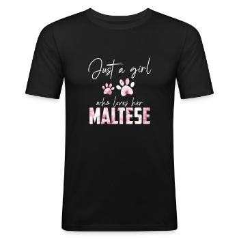 Maltais - T-shirt près du corps Homme - noir - Devant - Nik (191cm)