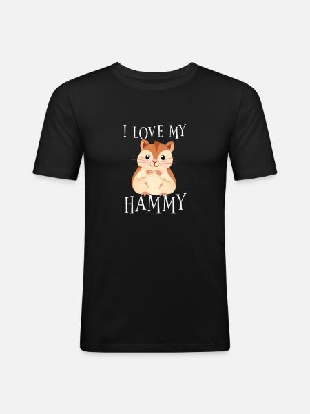 I love my hammy - Men's Slim Fit T-Shirt - black