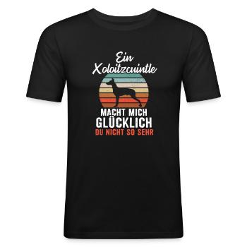 Ein Xoloitzcuintle macht mich glücklich - Männer Slim Fit T-Shirt - Schwarz - Vorne - Nik (191cm)