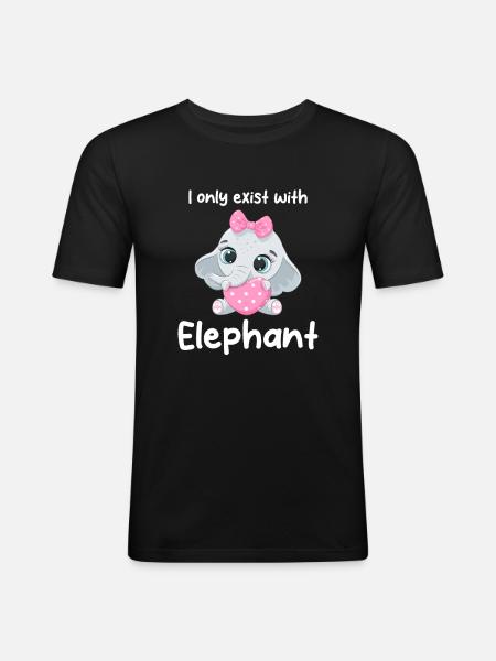 I only exist with elephant - Men's Slim Fit T-Shirt - black
