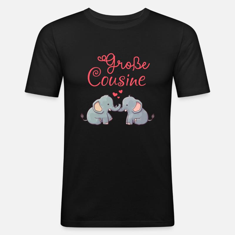 Große Cousine - Männer Slim Fit T-Shirt - Schwarz