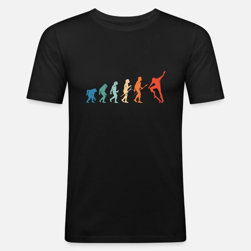 Skateboarding Evolution Skateboard Skater - Männer Slim Fit T-Shirt - Schwarz