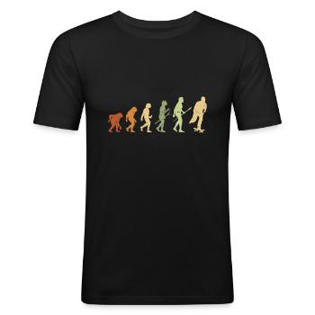 Skateboarding Evolution Skateboard Skater - Männer Slim Fit T-Shirt - Schwarz - Vorne - Nik (191cm)