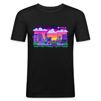 Videogame shirt nice Gaming art T shirt - Men's Slim Fit T-Shirt - black - Front - Nik (191cm)