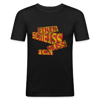 Je dois chier - vintage - T-shirt près du corps Homme - noir - Devant - Nik (191cm)