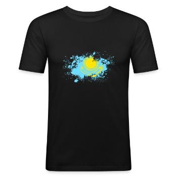 Kazakhstan Kasachstan Flagge Geschenkidee - Männer Slim Fit T-Shirt - Schwarz - Vorne - Nik (191cm)