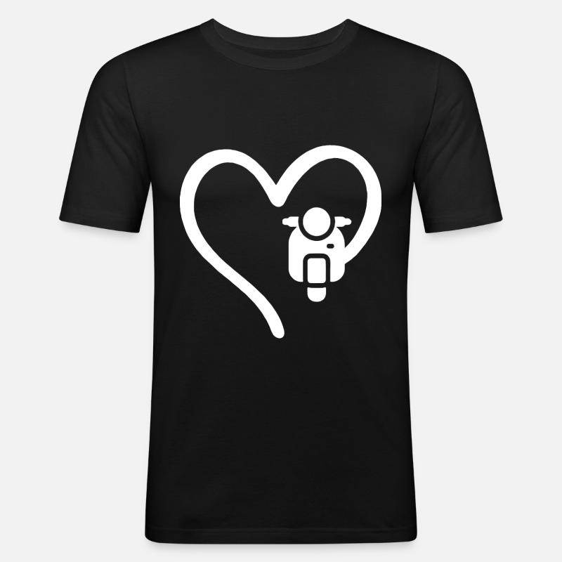 Motorroller Herz Scooter - Männer Slim Fit T-Shirt - Schwarz