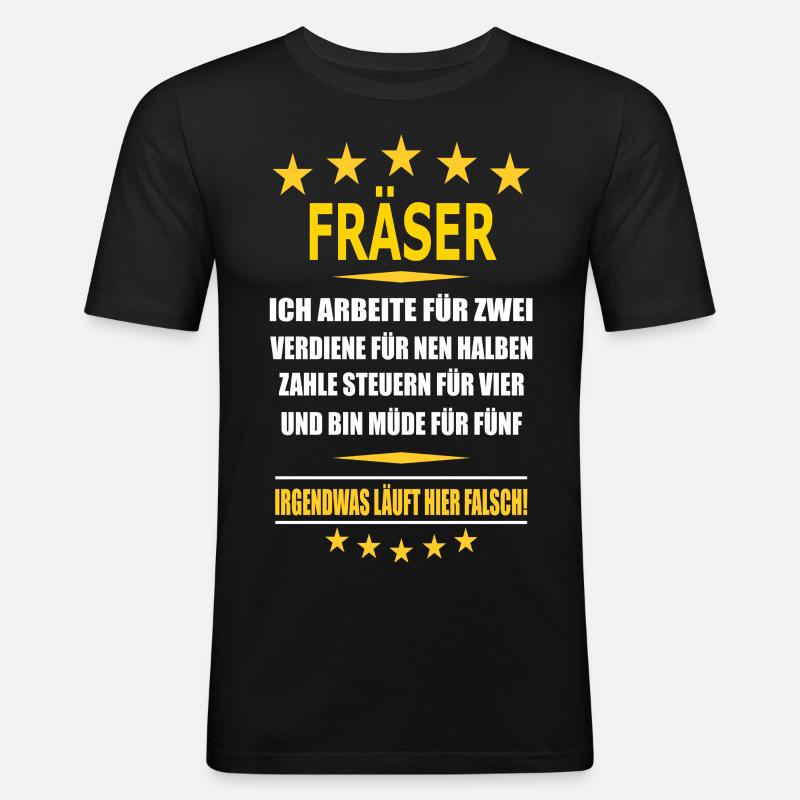 FRÄSER - Männer Slim Fit T-Shirt - Schwarz