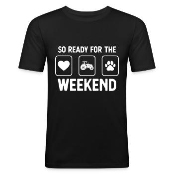So bereit für das Wochenende - Hundepfote - Trakto - Männer Slim Fit T-Shirt - Schwarz - Vorne - Nik (191cm)
