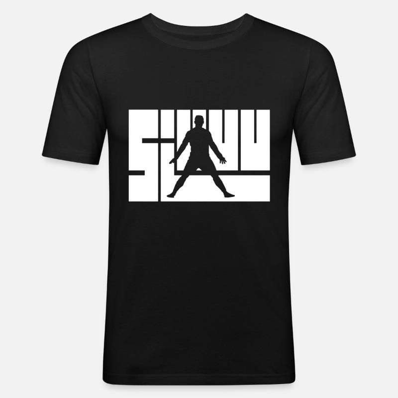 Siuuu - Männer Slim Fit T-Shirt - Schwarz