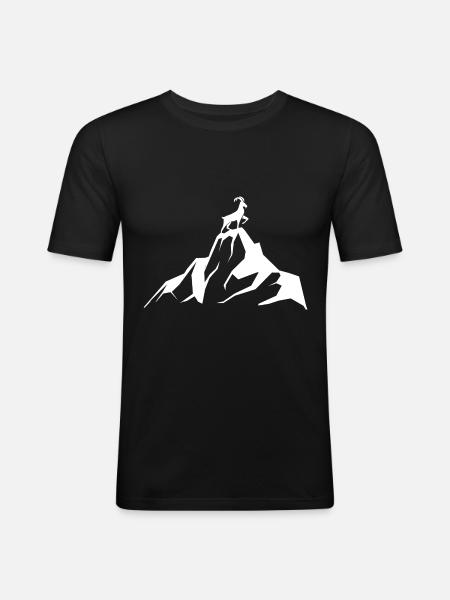 Ziege - Berg - (9) - Männer Slim Fit T-Shirt - Schwarz