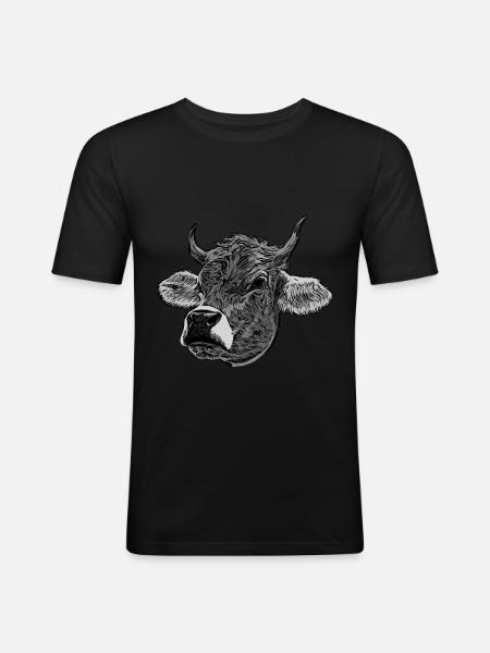 Cow motif - Men's Slim Fit T-Shirt - black