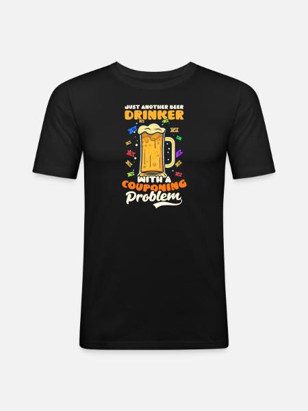 Couponer Biertrinker mit Couponing-Problem - Männer Slim Fit T-Shirt - Schwarz