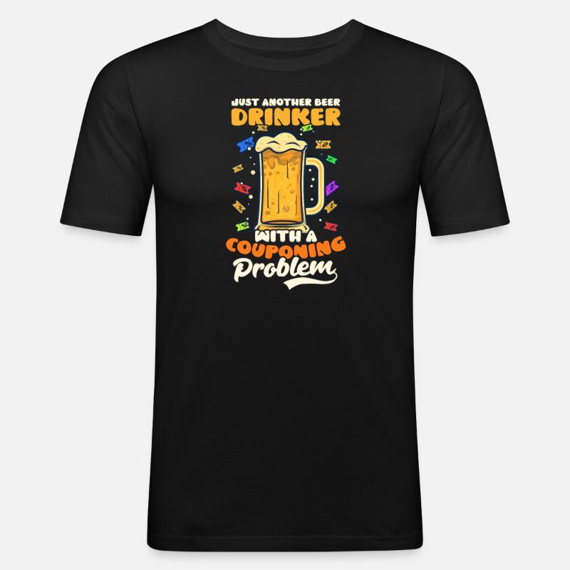 Couponer Biertrinker mit Couponing-Problem - Männer Slim Fit T-Shirt - Schwarz