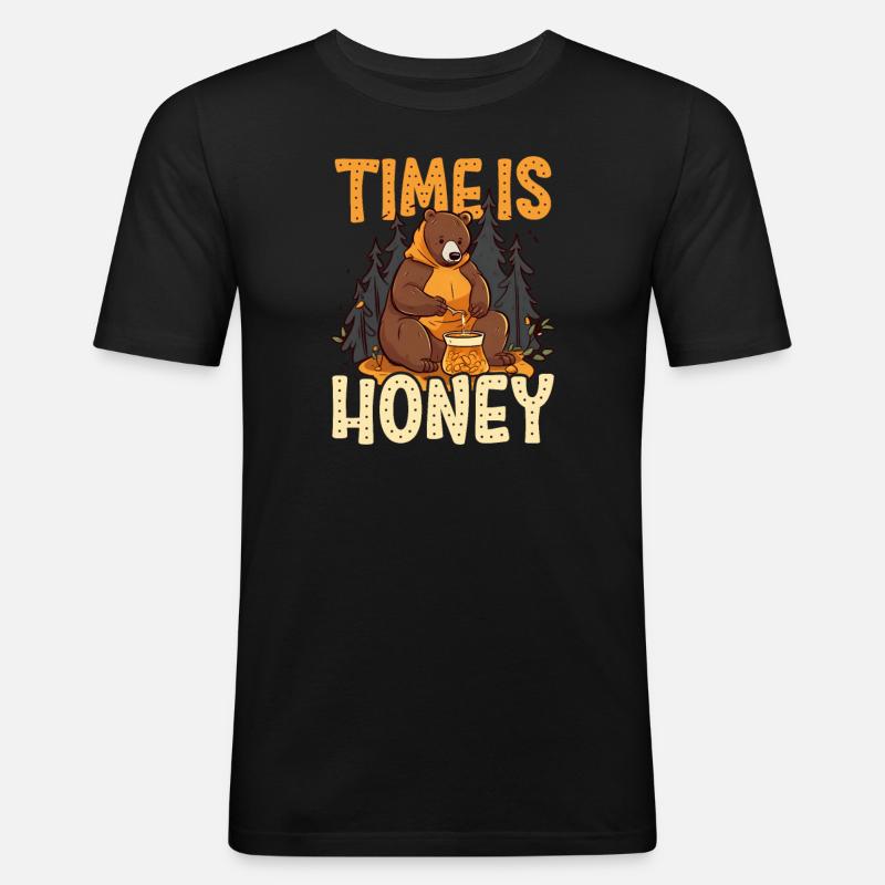 Imkerzeit ist Honig - Männer Slim Fit T-Shirt - Schwarz
