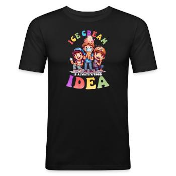 Eisverkäufer Eis Gute Idee - Männer Slim Fit T-Shirt - Schwarz - Vorne - Nik (191cm)