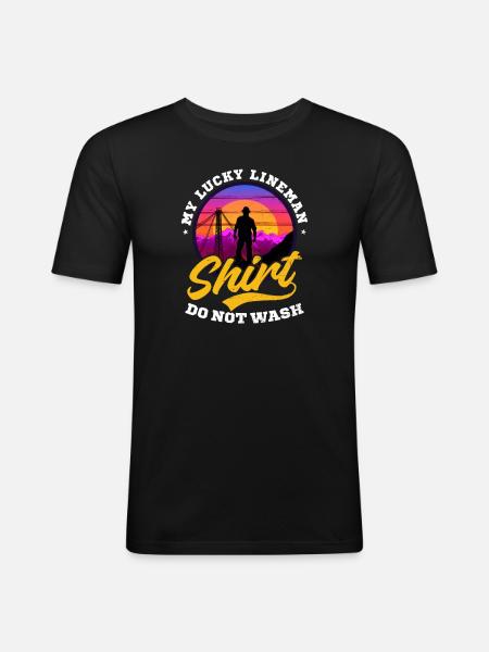 Lineman Pole Lucky Lineman Outfit - Men's Slim Fit T-Shirt - black