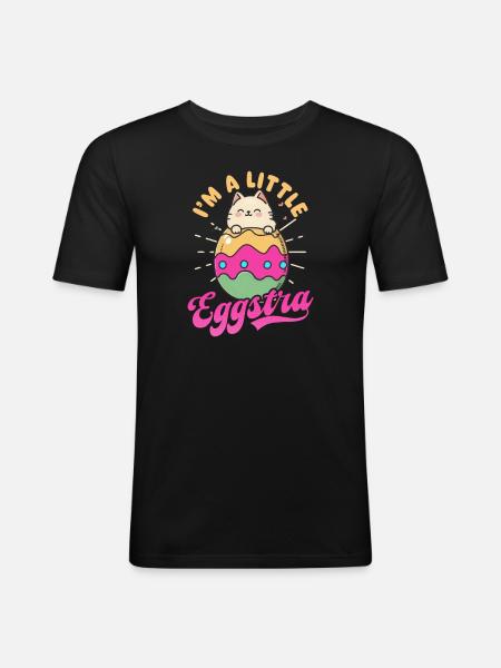 Cat Easter I'm Little Eggstra - Men's Slim Fit T-Shirt - black