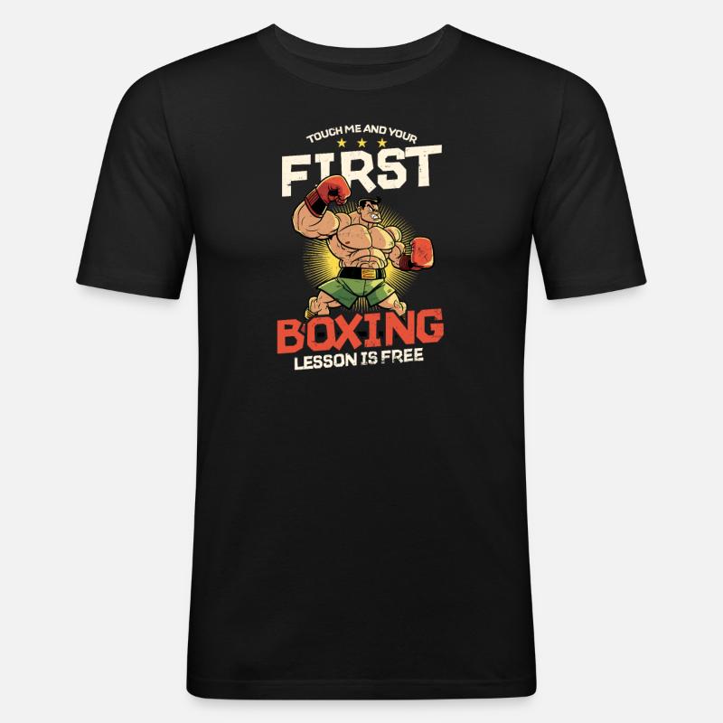 Boxing First Lesson Free - Men's Slim Fit T-Shirt - black