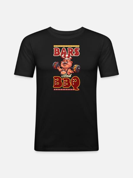Bodybuilder BBQ Bars And BBQ - Men's Slim Fit T-Shirt - black