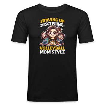 Volleyball-Mama serviert Disziplin - Männer Slim Fit T-Shirt - Schwarz - Vorne - Nik (191cm)