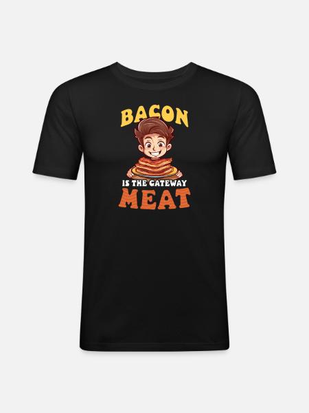 Bacon Gateway Fleisch - Männer Slim Fit T-Shirt - Schwarz
