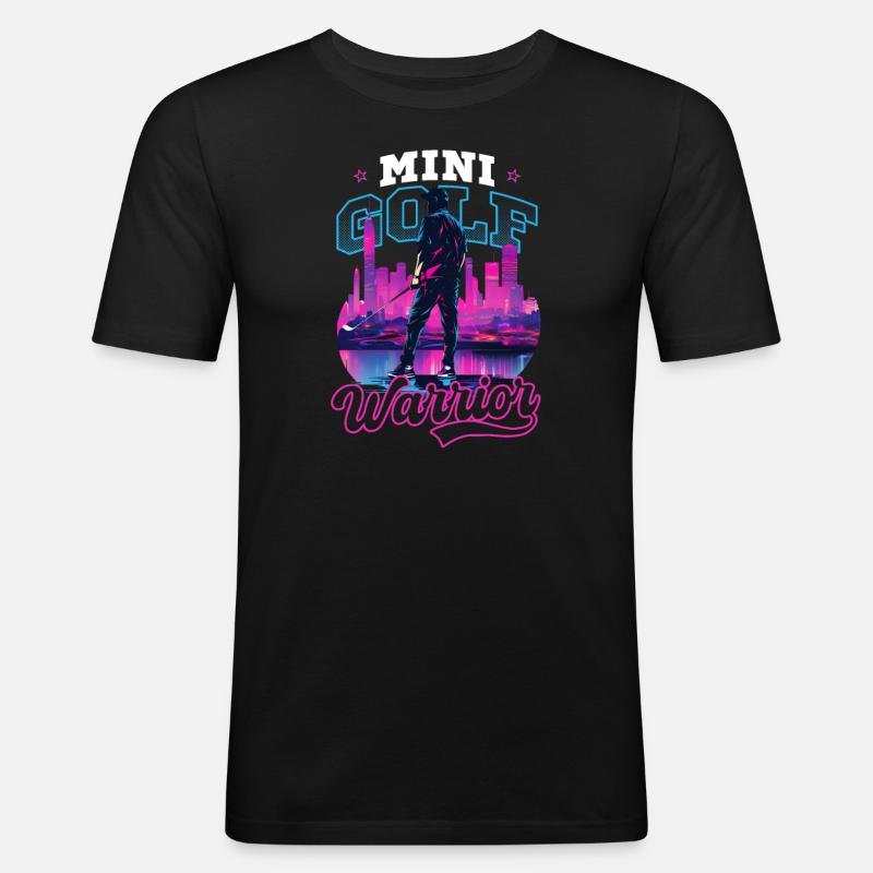 Minigolf-Krieger - Männer Slim Fit T-Shirt - Schwarz