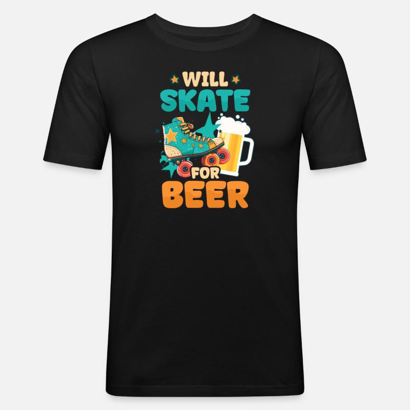 Roller Derby Skate für Bier - Männer Slim Fit T-Shirt - Schwarz