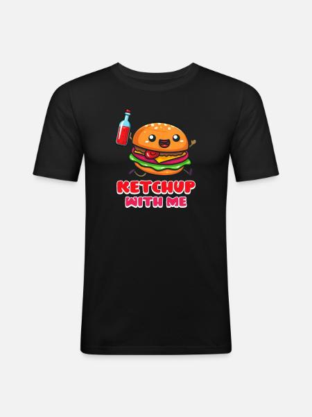 Hamburger Ketchup With Me - Men's Slim Fit T-Shirt - black