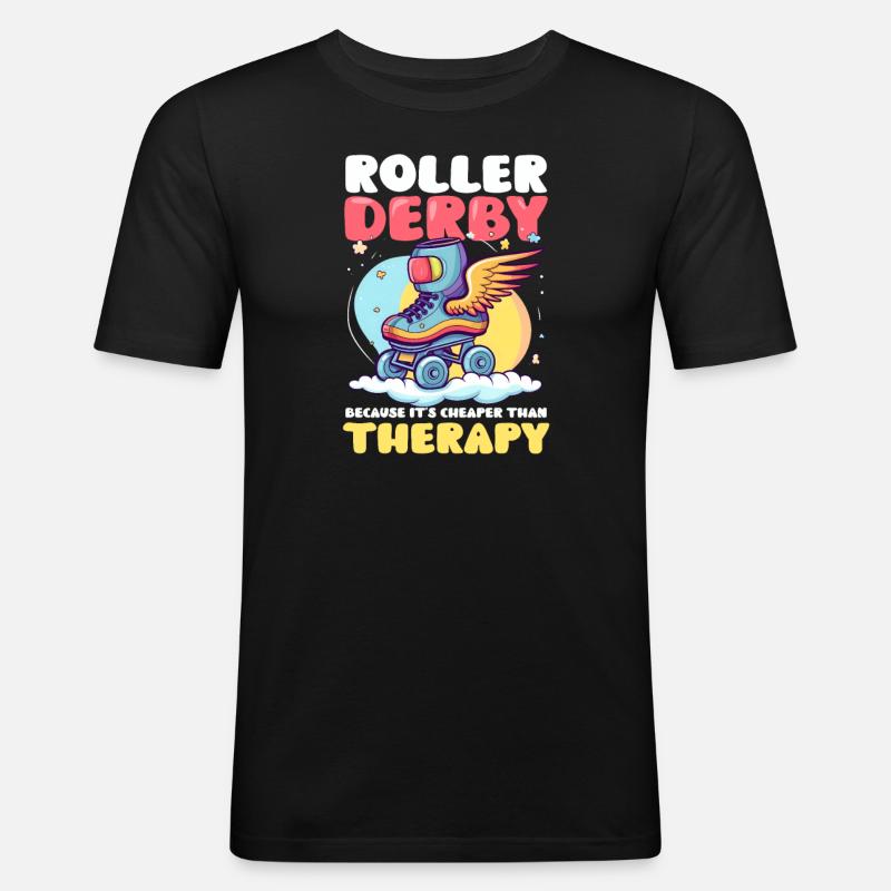 Roller Derby Cheaper Therapy - Men's Slim Fit T-Shirt - black