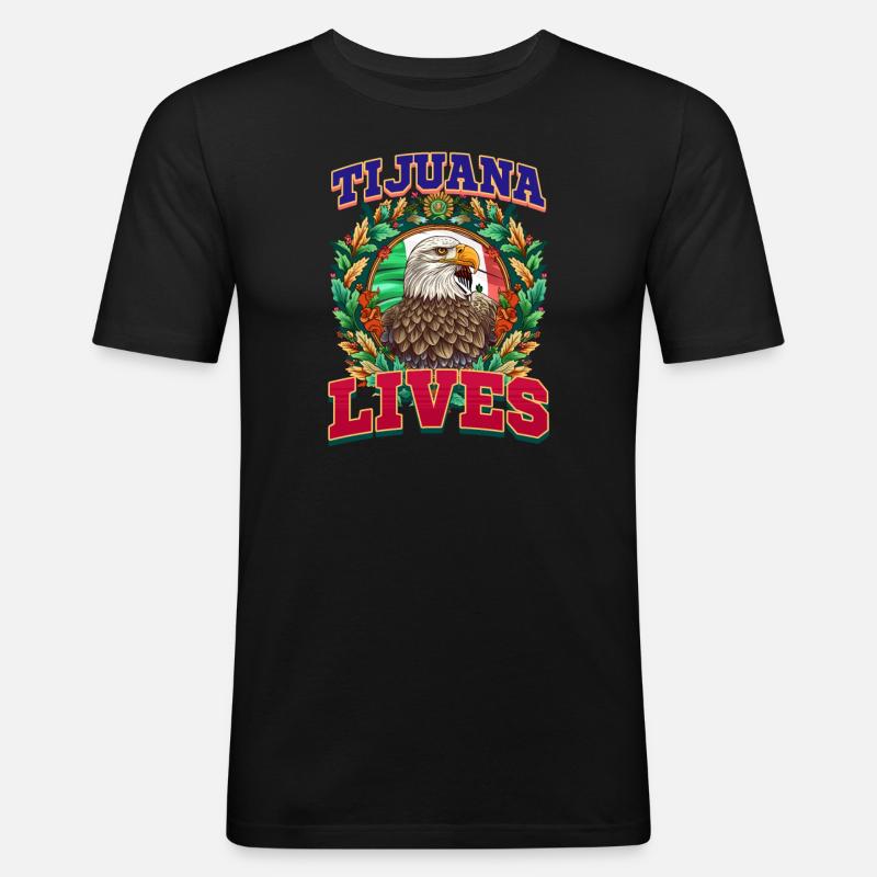 Tijuana Tijuana Leben - Männer Slim Fit T-Shirt - Schwarz