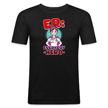 Infirmière urgente : Héros de tous les jours - T-shirt près du corps Homme - noir - Devant - Nik (191cm)