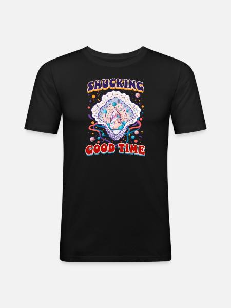 Austernschälen gute Zeit - Männer Slim Fit T-Shirt - Schwarz