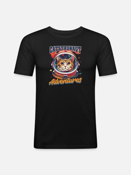 Aventures de Catstronaut Astronaute Chat - T-shirt près du corps Homme - noir