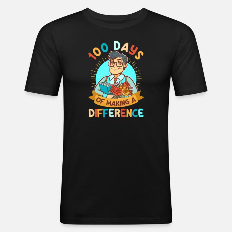 100 Tage Schullehrer, der den Unterschied macht - Männer Slim Fit T-Shirt - Schwarz
