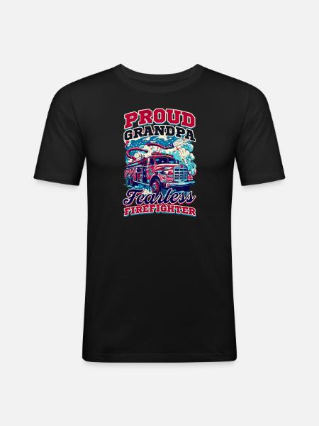 Firefighter Grandpa Fearless Firefighter - Men's Slim Fit T-Shirt - black
