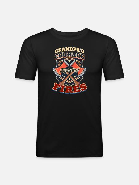 Feuerwehrmann Opa bekämpft Brände - Männer Slim Fit T-Shirt - Schwarz