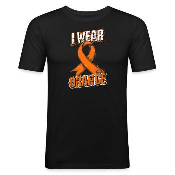 MS Awareness Ich trage Orange - Männer Slim Fit T-Shirt - Schwarz - Vorne - Nik (191cm)