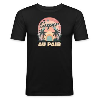 Au Pair Super Au Pair - Men's Slim Fit T-Shirt - black - Front - Nik (191cm)