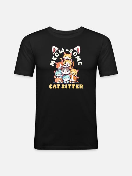Cat Sitter Meow-Some Cat Sitter - Men's Slim Fit T-Shirt - black